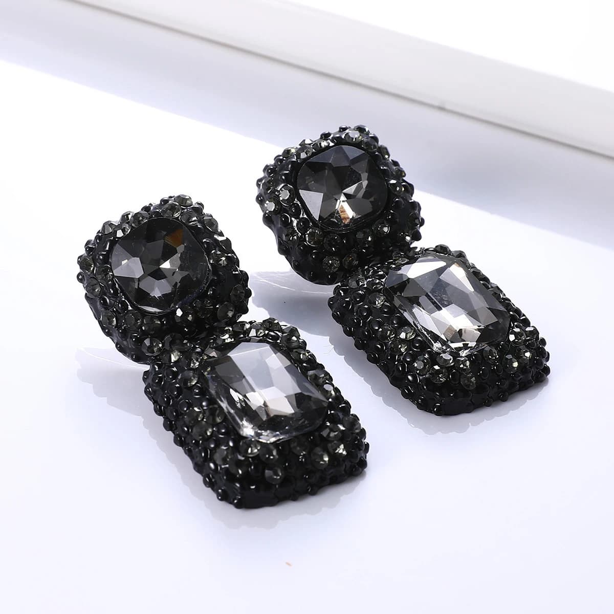 Boucles d'oreilles carrées pour femmes, bijoux fantaisie Vintage, accessoires de fête, Gunblack, gro