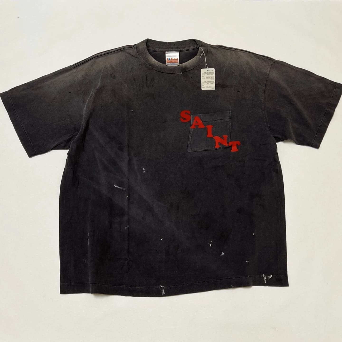 T-shirt SAINT Nice Washed POCKET pour hommes et femmes, t-shirt oversize de qualité supérieure