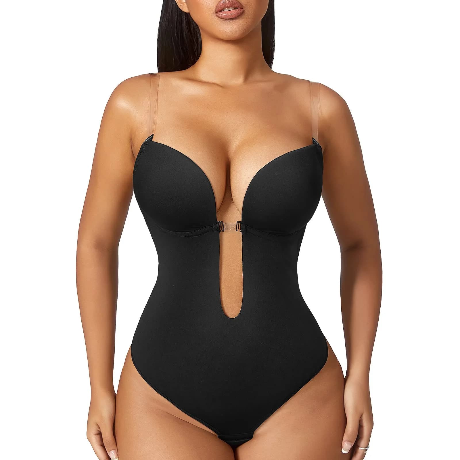Sexy dos nu profond V plongeant Shapewear body Invisible sans bretelles Bralette sculptant froncé sa