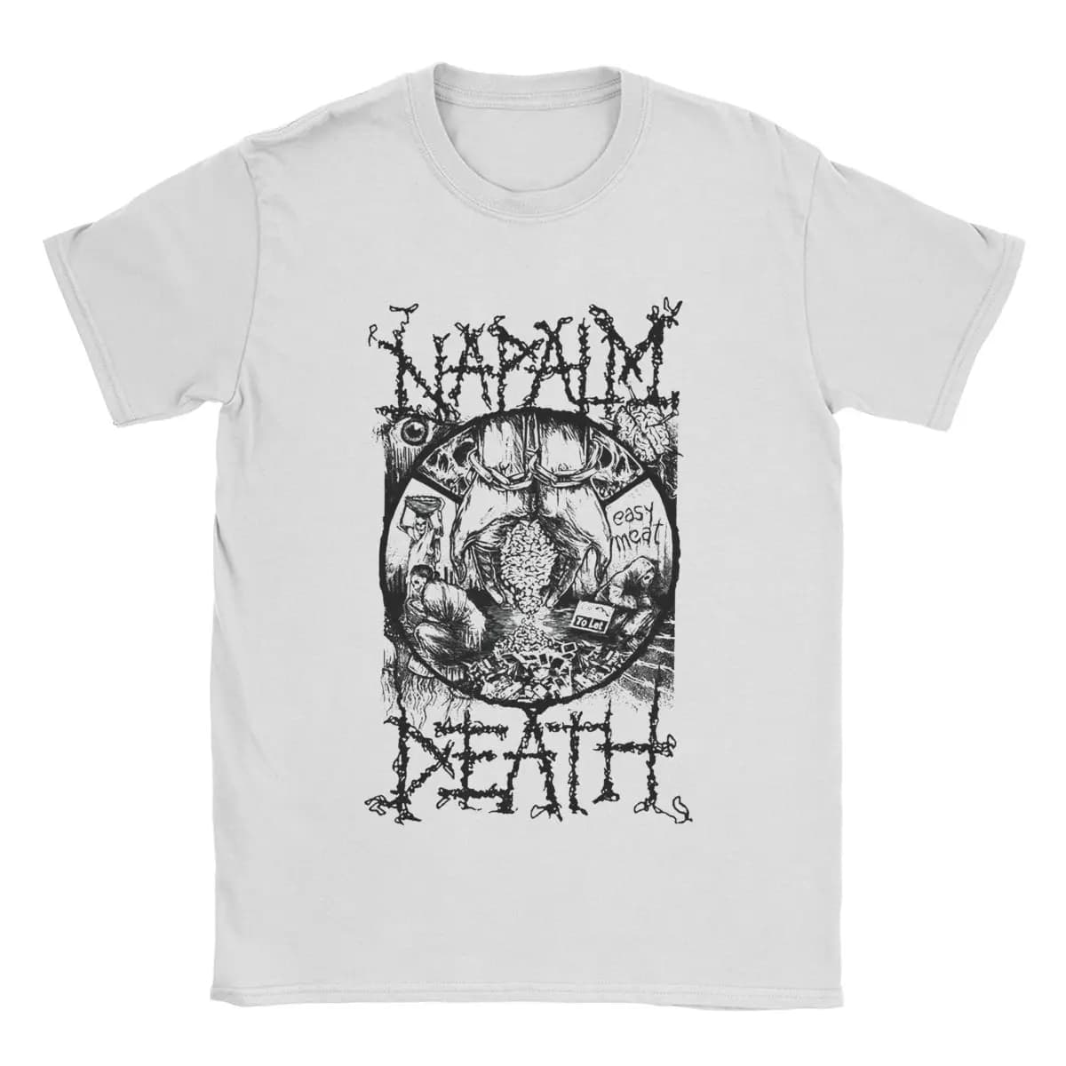 T-shirt à manches courtes en pur coton à col rond pour hommes, bande de tee-shirt drôle de la mort d