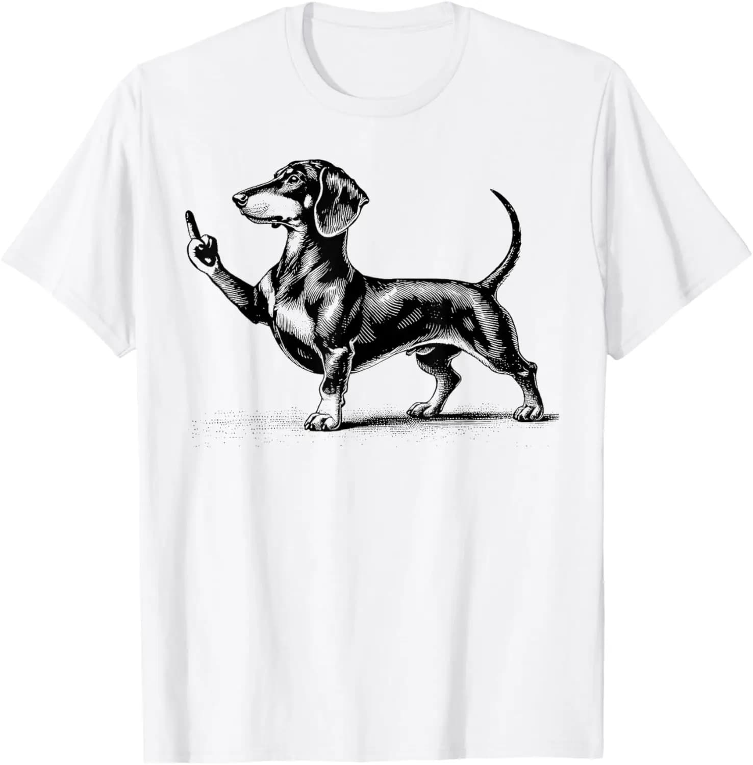 T-shirt drôle avec motif Teckel noir et doigt d'honneur, vêtement unisexe