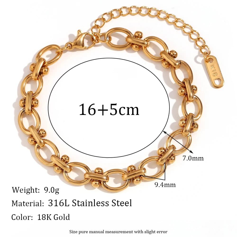 E B belle boutique officielle fleur ovale Bracelet chaîne fait à la main plaqué or 18 carats Bracele
