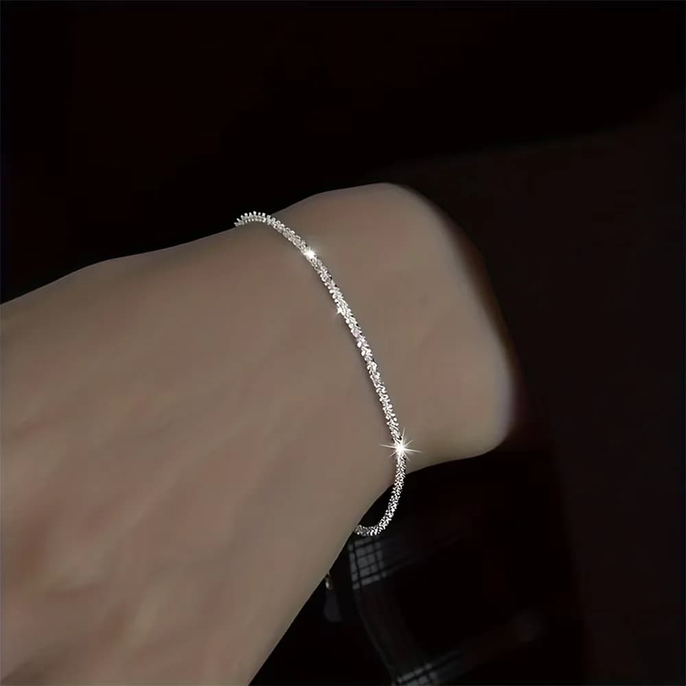 Ensemble de bijoux de collier et de Bracelet de chaîne de clavicule plaquée argent brillant, accesso