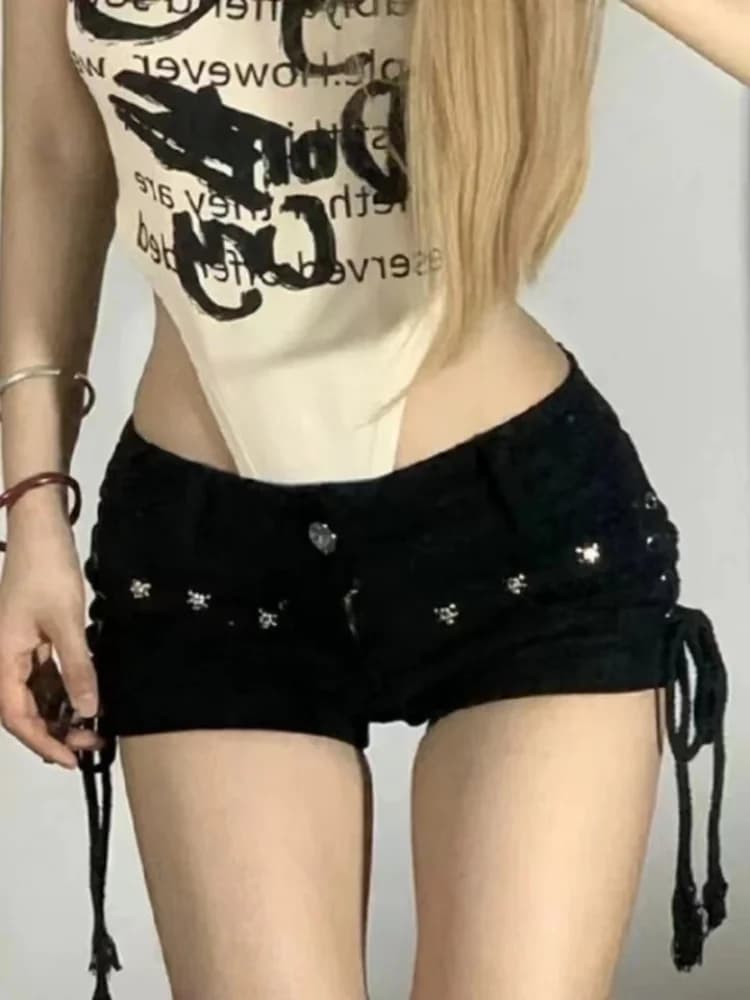 Shorts femmes maigre créativité à lacets populaire Streetwear personnalité quotidienne étudiants vac