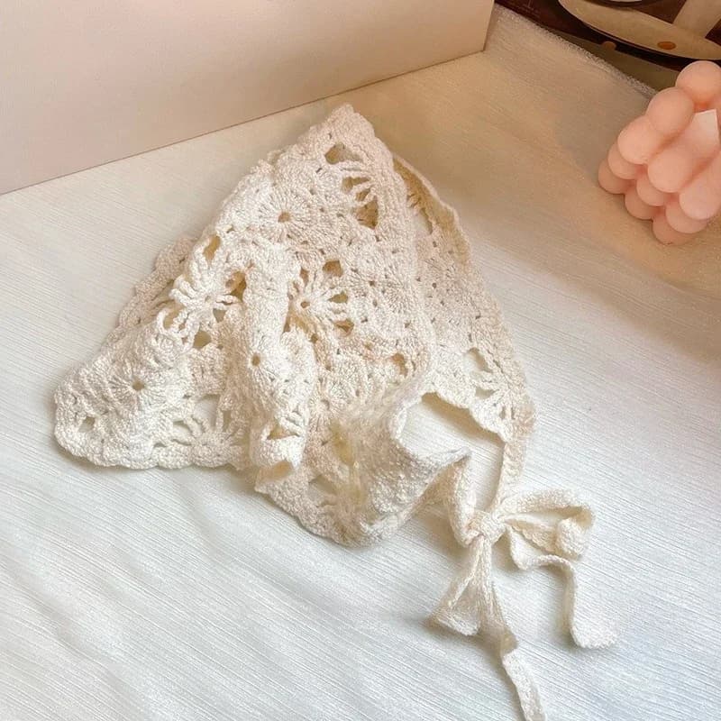 Mode tricoté foulard chapeau français Style pastorale Triangle bandeau à la main Crochet bandeau ser