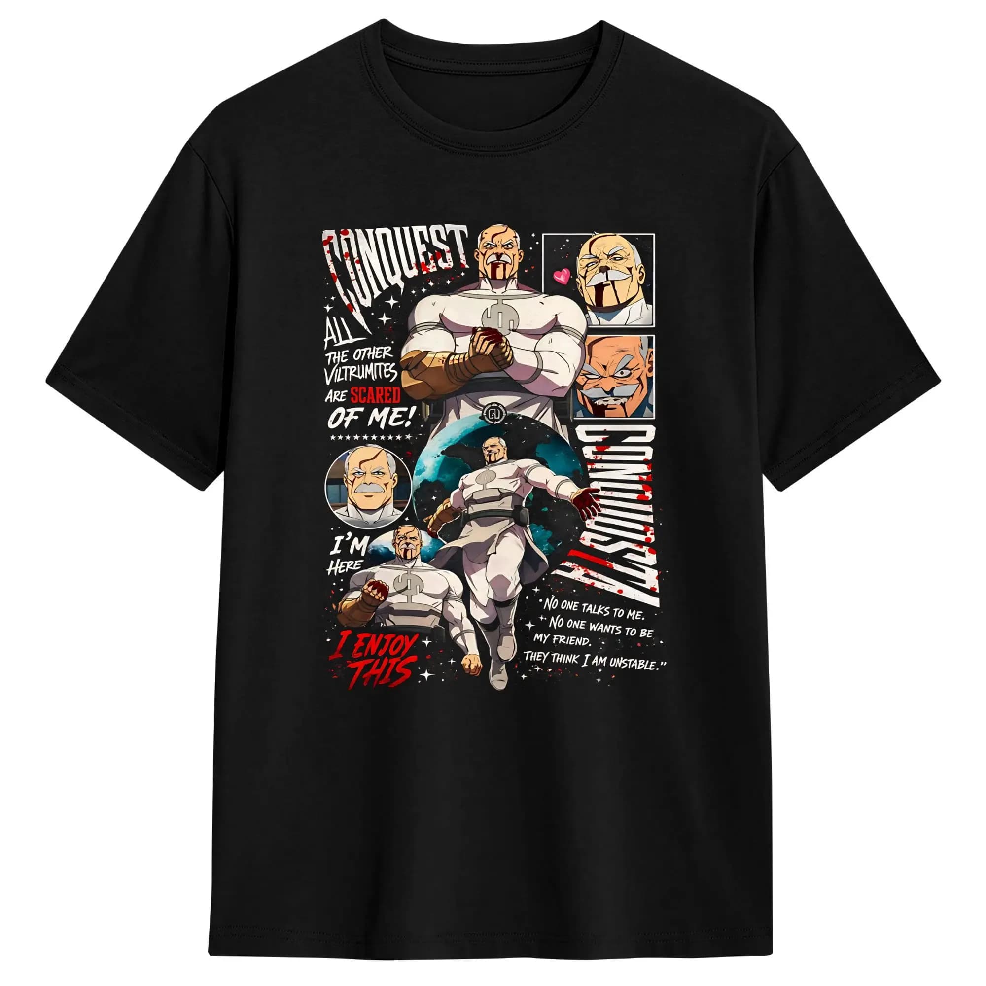 T-shirt Harajuku Conquest invincible, T-shirts décontractés pour homme, esthétique estivale, manches