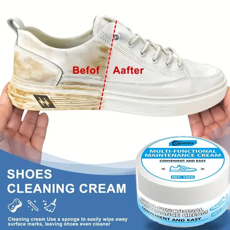 Crème d'entretien pour baskets blanches : vernis/rondisseur pour cuir synthétique, restaure la brill