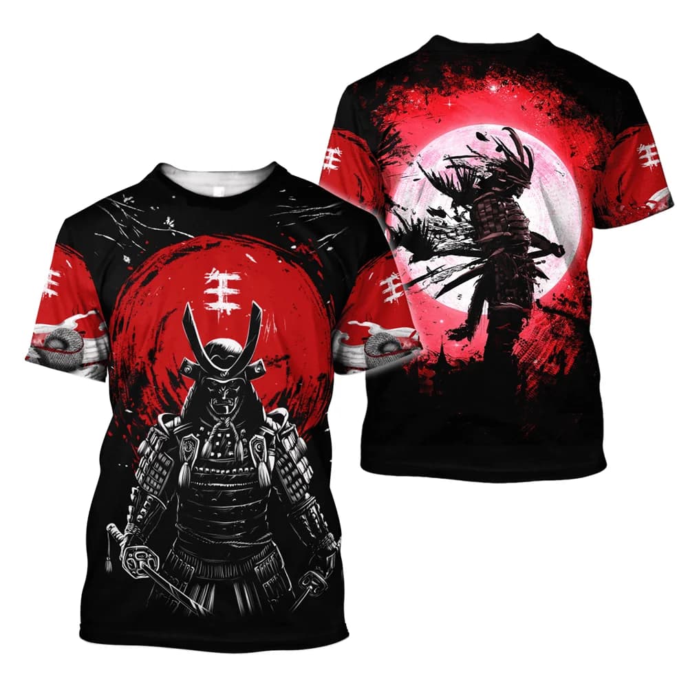 Samouraï japonais 3D imprimé T-Shirts été hommes femmes décontracté mode surdimensionné à manches co
