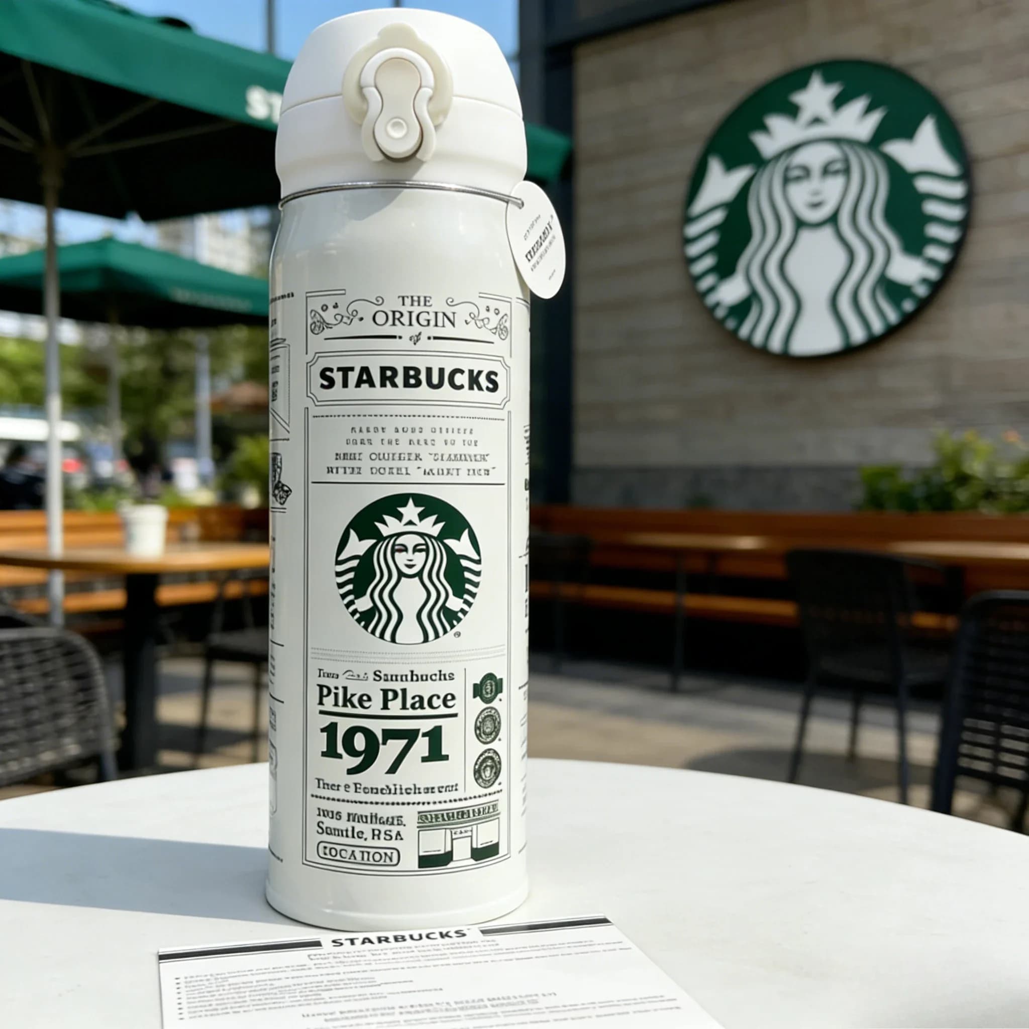 Bouteille isotherme Starbucks 1971 Anniversary 500 ml, corps élancé et élégant, prise en main confor
