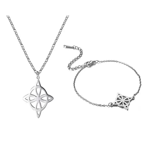 Ensembles de bijoux avec nœud de sorcière pour femmes, collier, Protection de sorcellerie, amulette,