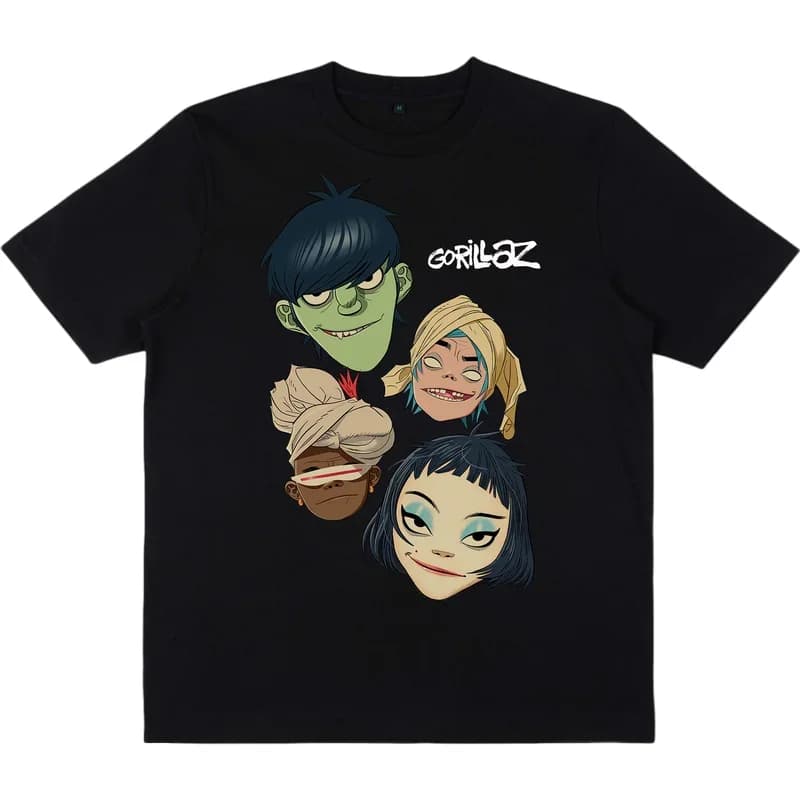 T-shirt classique Gorillaz avec logo, style vintage gothique, graphique hip-hop, unisexe, coupe ampl