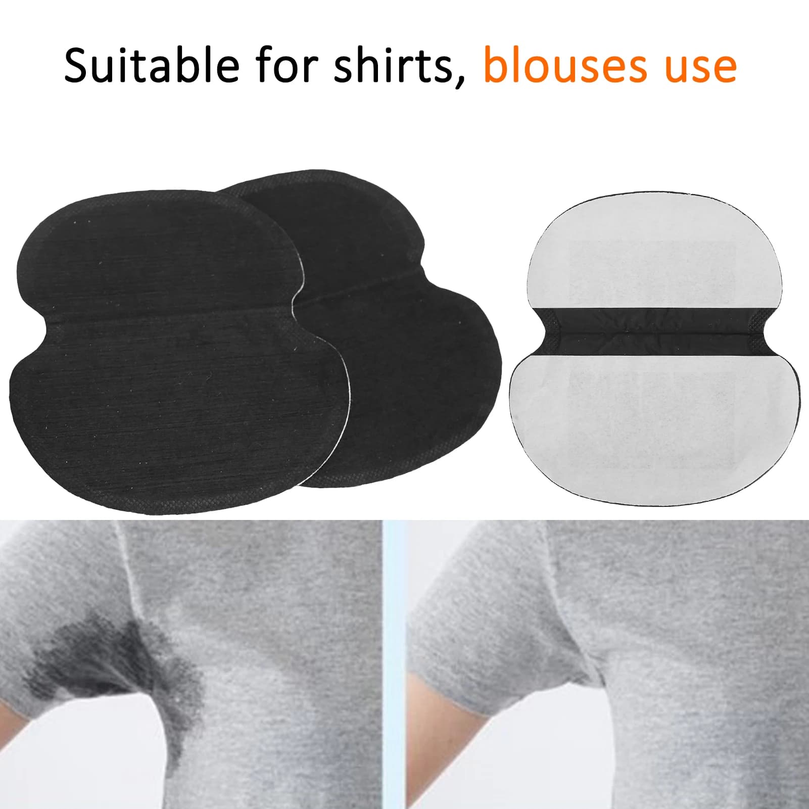 Coussinets anti-transpiration noirs, 60 pièces, tampons sous-ati elles pour vêtements en tissu non t