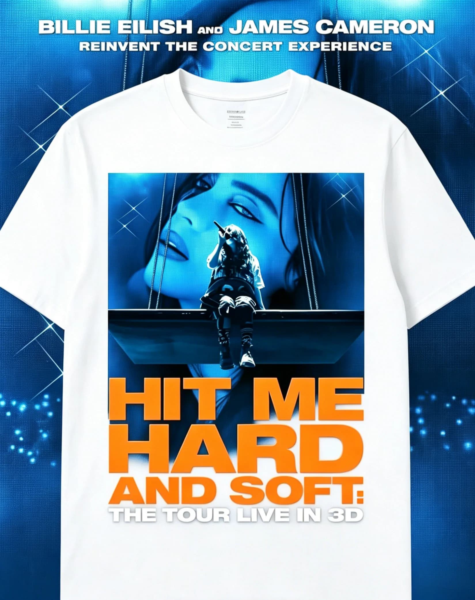 T-shirt Billie Eilish Hit Me Hard and Soft : The Tour Live in 3D Movie, Vêtements pour hommes et fem
