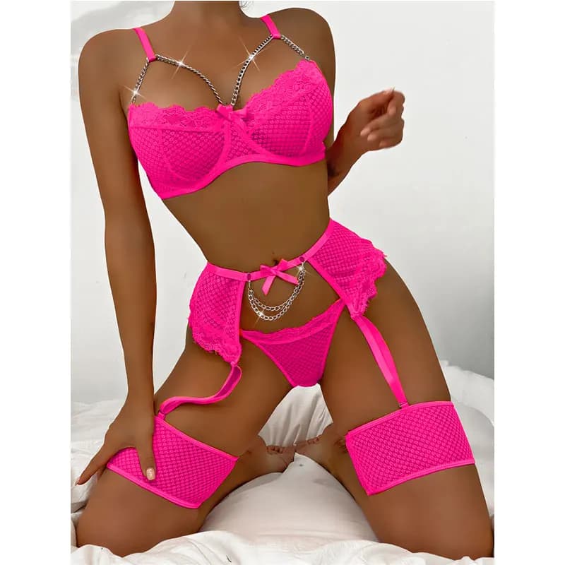 Lingerie sous-vêtements soutiens-gorge ensembles dentelle jarretière Lingerie femmes intimes 2024 so