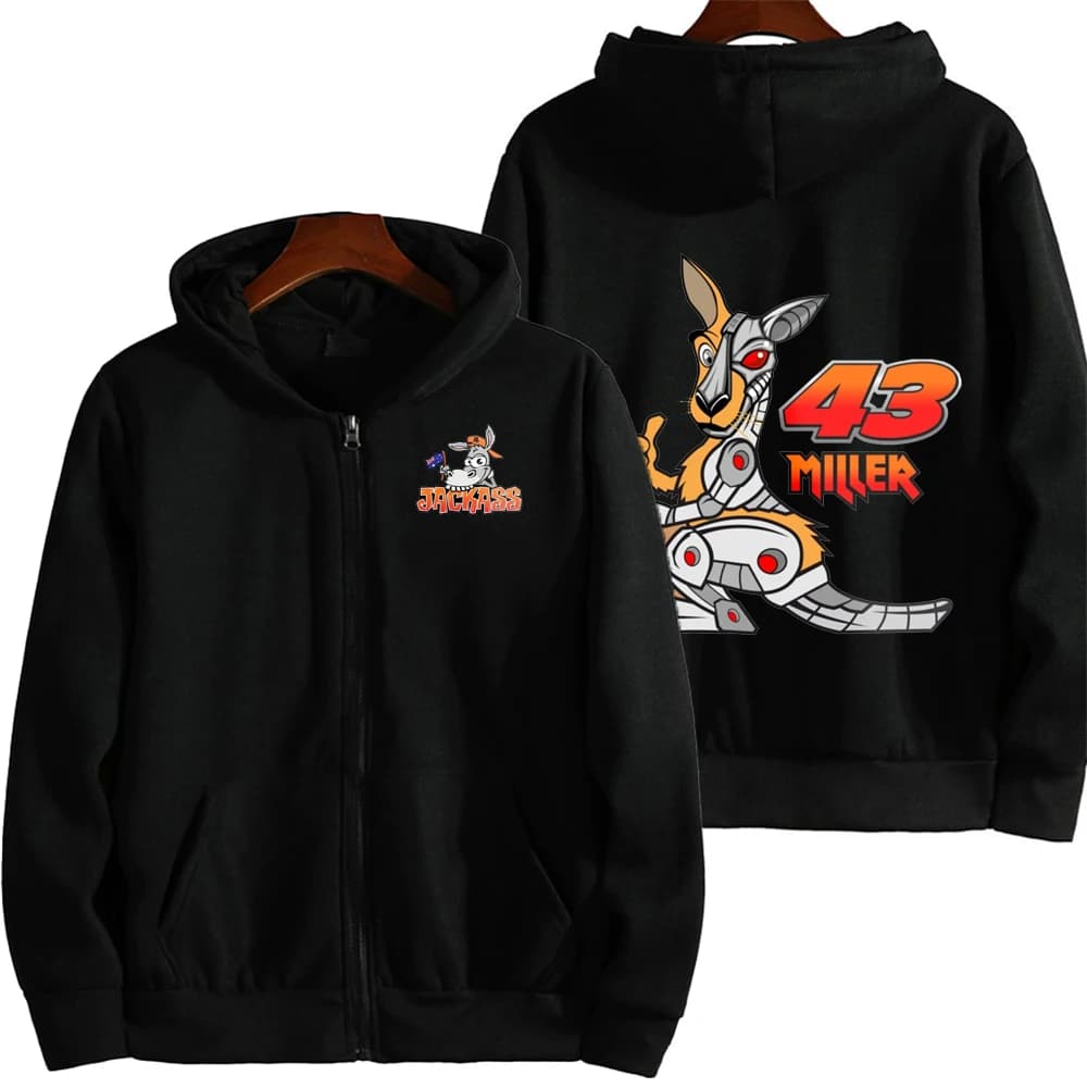 Sweat à capuche zippé avec logo du pilote Jack Miller 43 pour hommes et femmes, veste de sport, swea