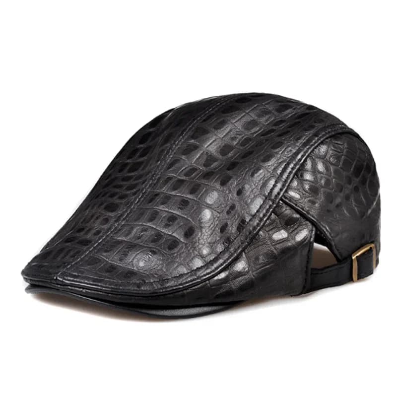 Chapeaux hommes rue Bonnet en cuir véritable béret mâle mince chapeaux réglable avant Casquette lois