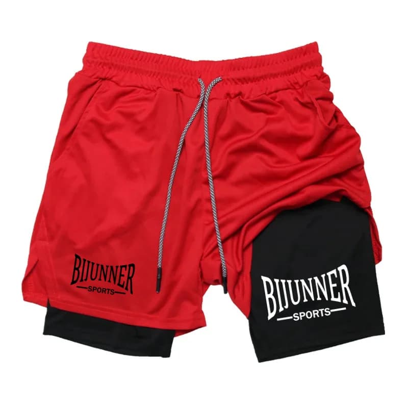 Short de sport Double couche 2 en 1, serré, décontracté, pour entraînement, gymnastique, marque, sur