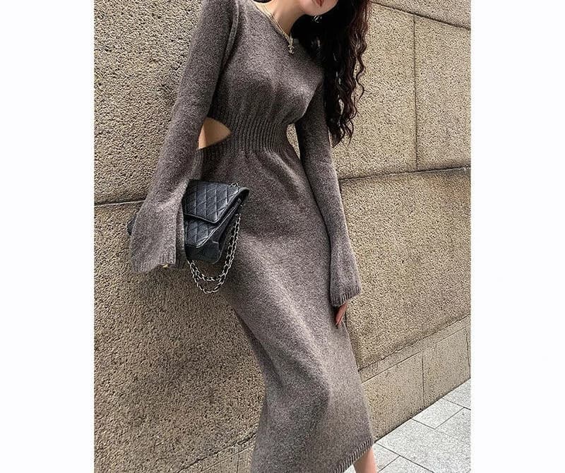 Robe tricotée Unique pour femmes, vêtements d'automne, reflets de tempérament, Figure minimaliste, 2