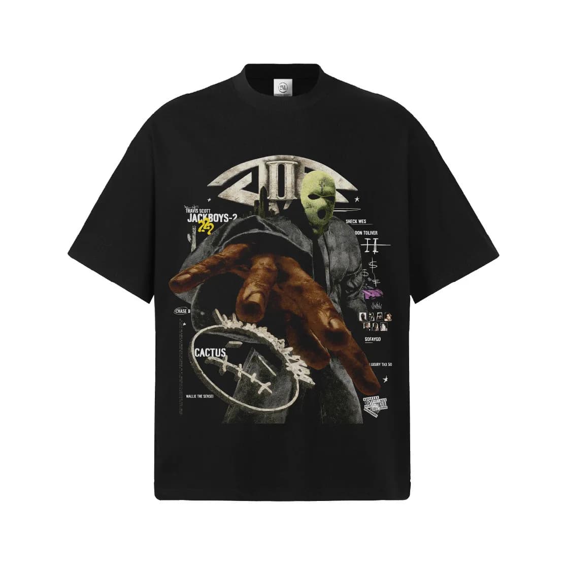 T-shirt graphique Travis Scott Cactus Jack unisexe, coupe oversize, style hip-hop, décontracté, en c