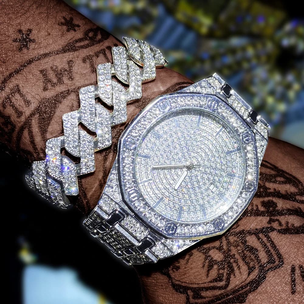 Montre glacée pour hommes montre en or pour hommes Hip Hop mode Cool Bling or diamant montre pour ho