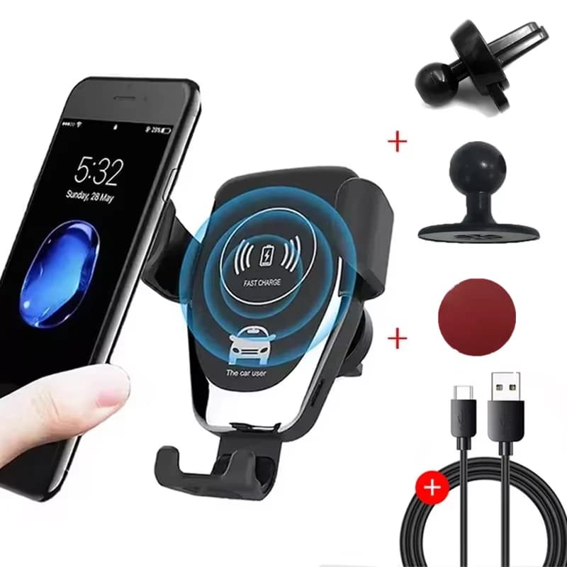 Support de téléphone de voiture à chargement sans fil rapide pour iPhone 17 16 15 14 13 12 Pro Max X