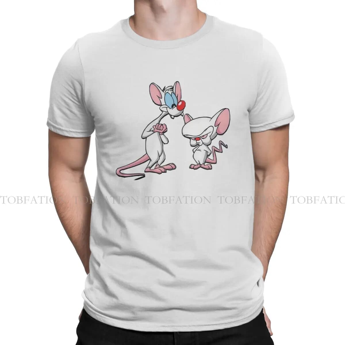 Pinky et le cerveau TV quand je regarde le monde t-shirt hommes Alternative surdimensionné Punk col
