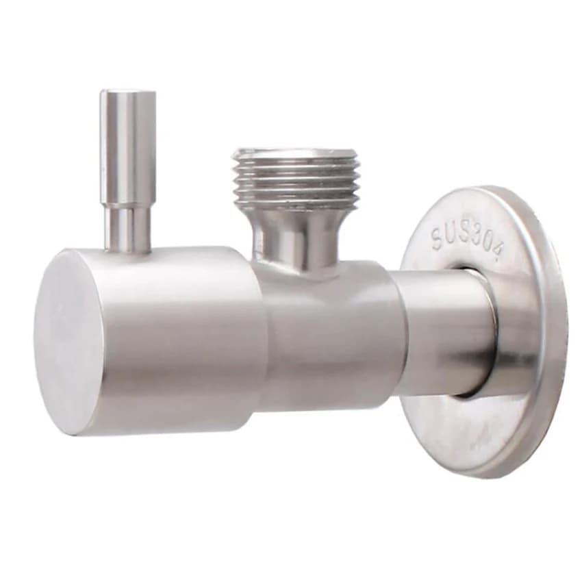 Robinet d'angle en acier inoxydable durable 1/2 pouce, anti-fuite, avec poignée ronde, pour eau chau