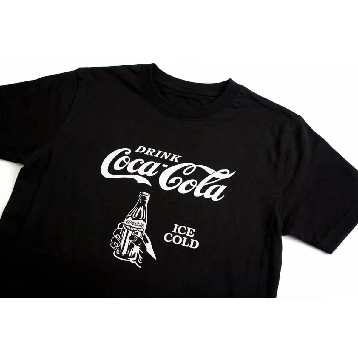 T-shirt unisexe à manches courtes en coton Coca-Cola, haut décontracté d'été, col rond, imprimé, mot