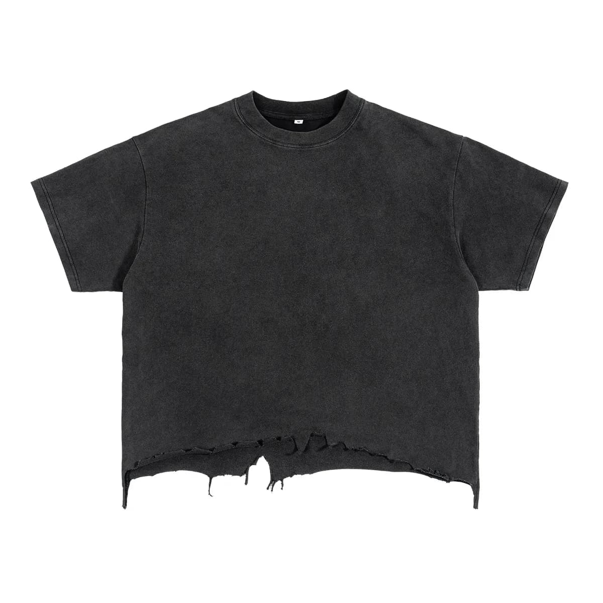 T-shirt Boxy Homme en Coton Premium Épais, Effet Délavé Vintage, Texture Vieillie, Style Rétro Stree