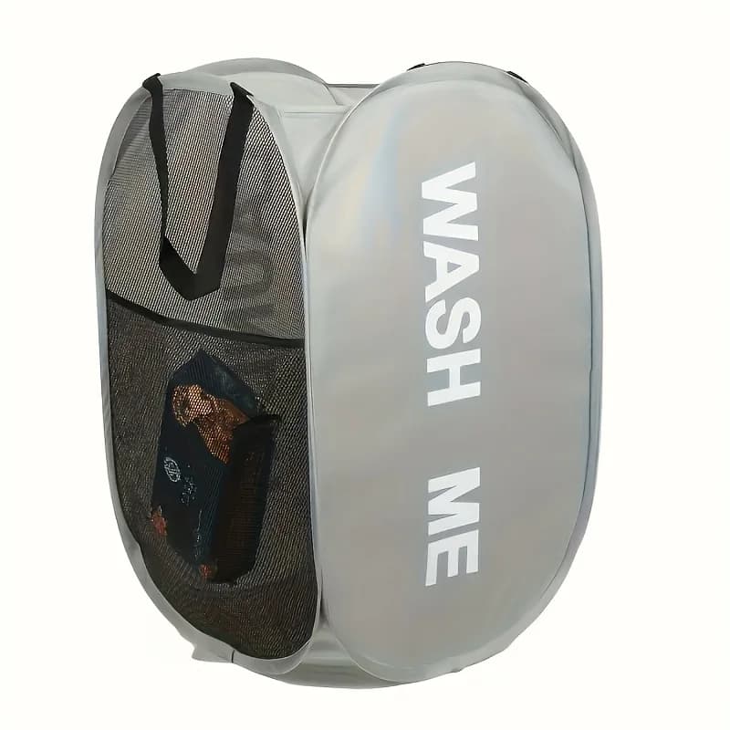 Panier de rangement pliable pour vêtements avec poignée - Panier à linge en maille adapté pour la bu