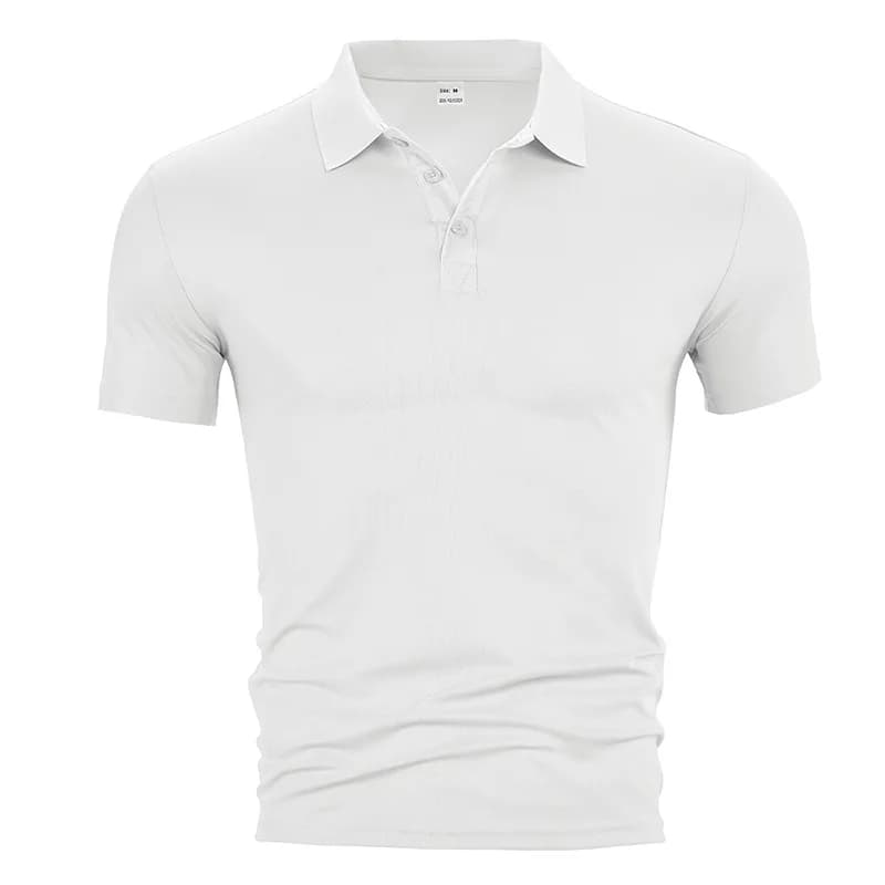Polo uni pour hommes, manches courtes, col rabattable, patte de boutonnage à 2 boutons, hauts décont