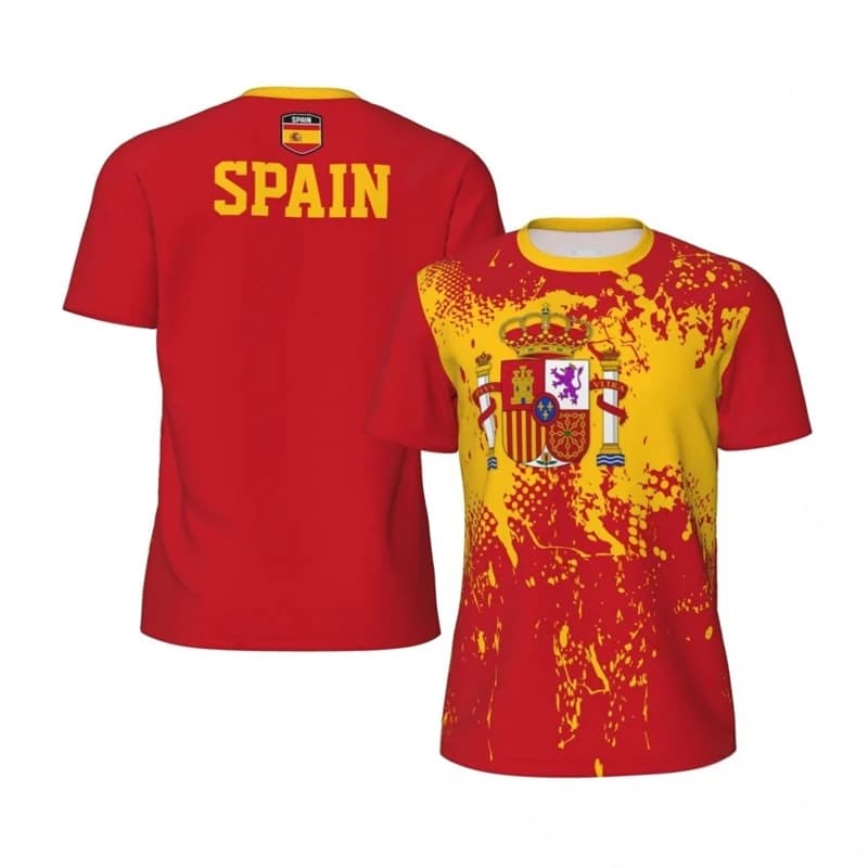 T-shirt de football Sensation Espagne pour hommes, maillot imprimé 3D, emblème national, t-shirts re