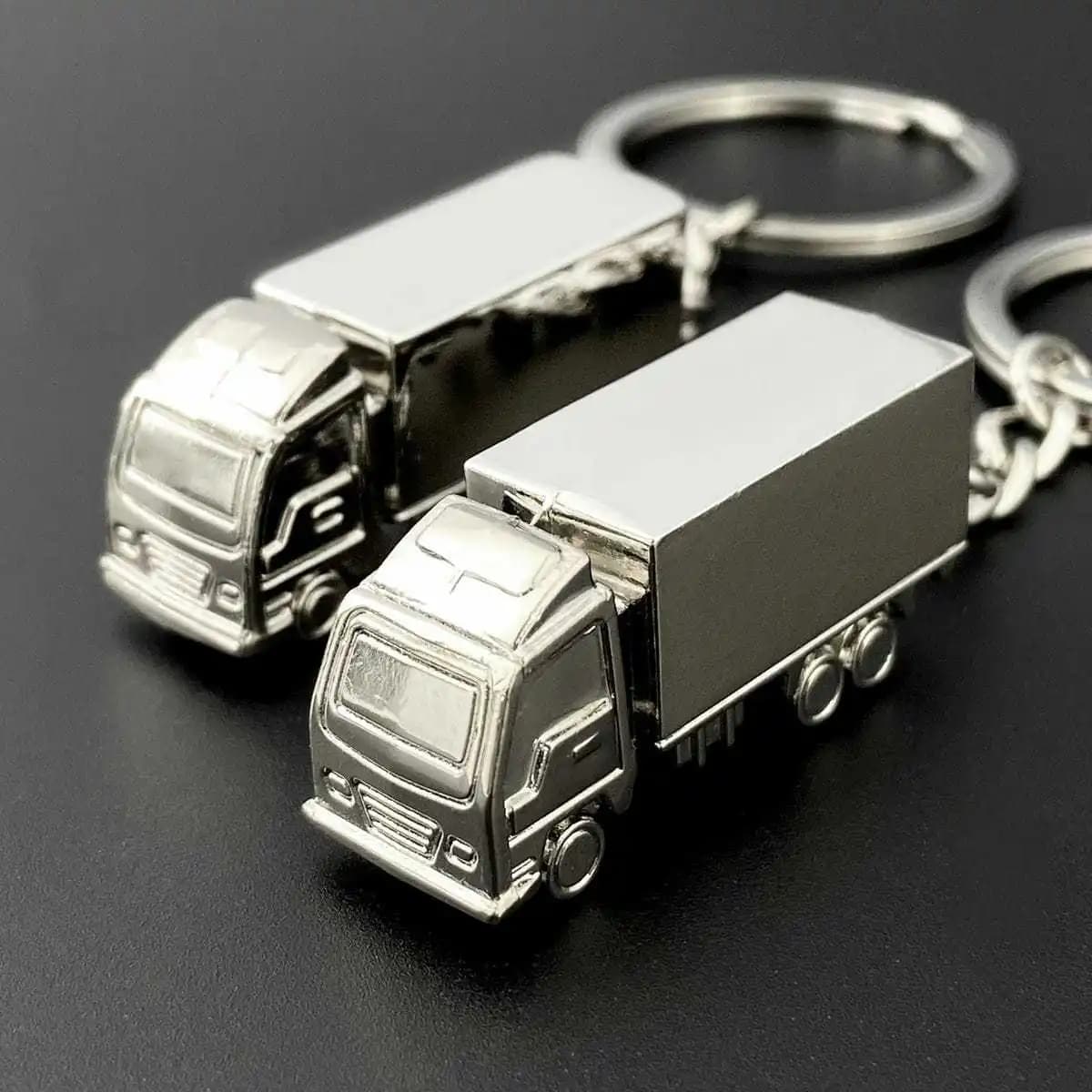 Porte-clés créatif en métal argenté pour camion, mini-voiture, accessoire de sac portable, cadeaux d
