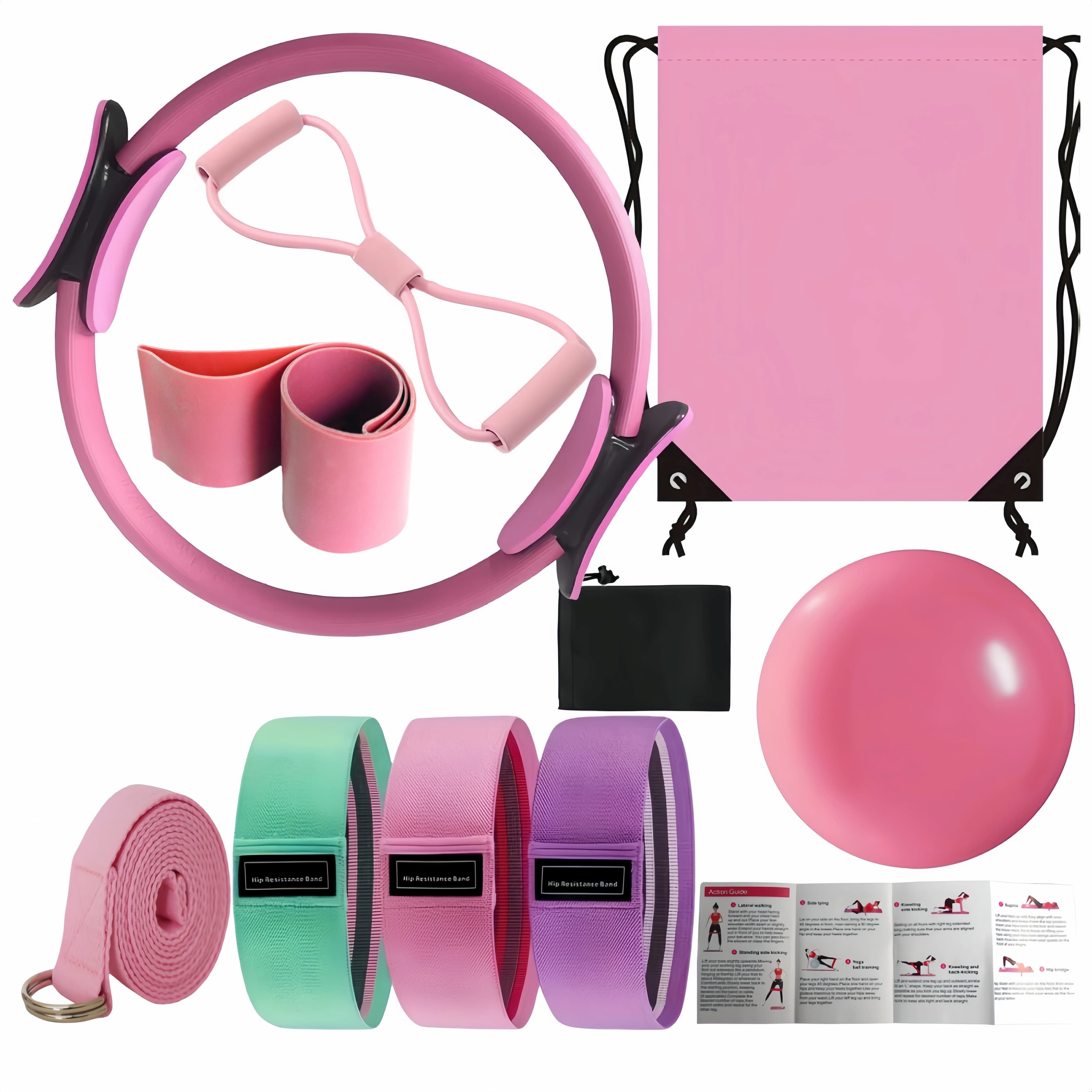 Kit de yoga à boucles Pilates 10 pièces, ceinture extensible pour balle de yoga, équipement de fitne