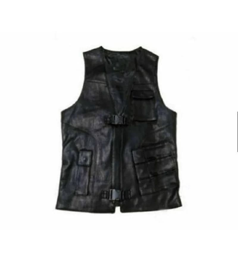 Leon Scott – gilet cintré en cuir, vêtements de Cosplay personnalisables