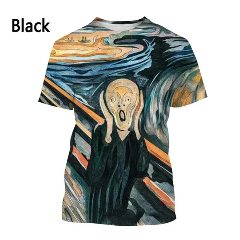 Art peinture à l'huile graphique t-shirt pour hommes nuit étoilée 3D imprimé T-Shirts été décontract
