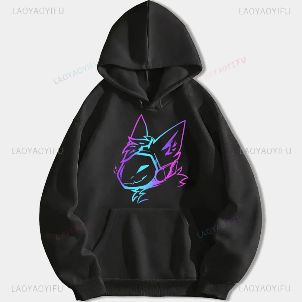 Groovy Protogen buste Lineart Anime graphique sweat à capuche unisexe surdimensionné Streetwear Y2K 