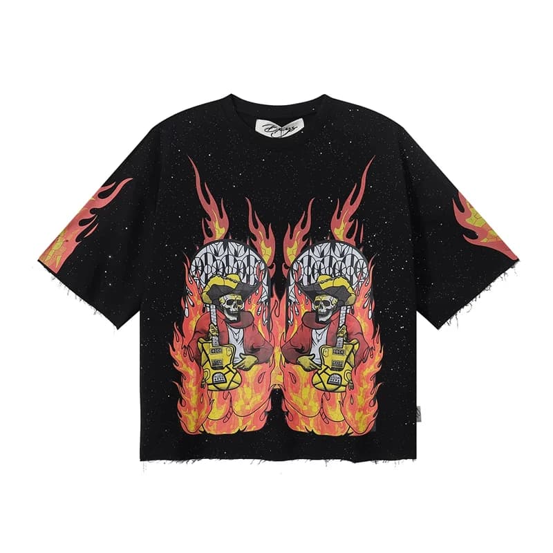 T-shirt court unisexe en molleton French Terry vert abricot avec imprimé graphique streetwear et str