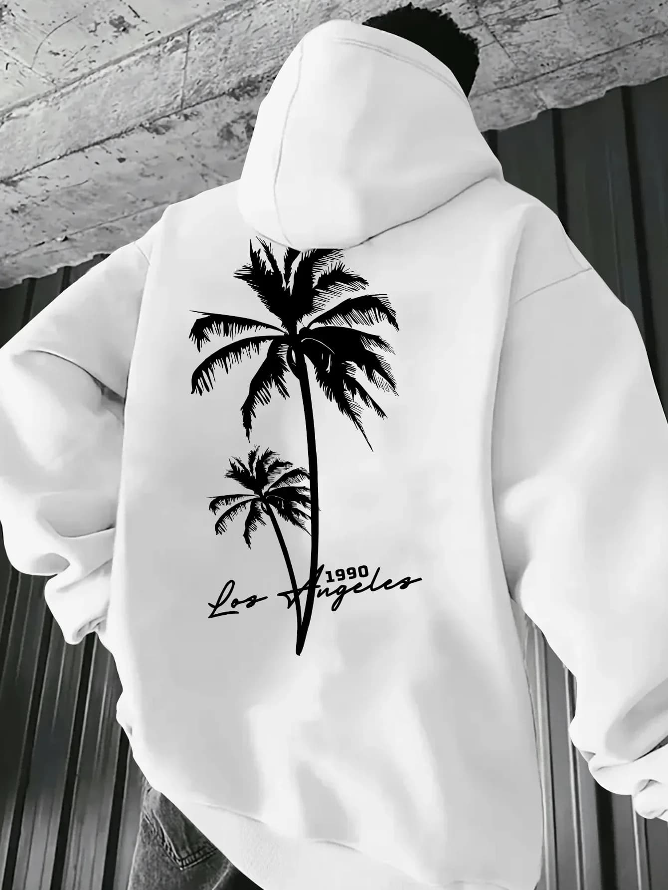 Sweat-shirt à capuche California pour homme, surdimensionné, imprimé graphique palmiers de Los Angel