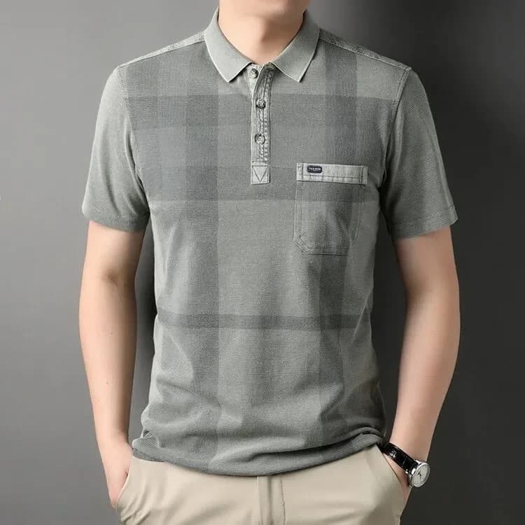 Nouveau style d'été : T-shirt en coton effet vieilli, Polo haut de gamme pour homme avec poches, ant