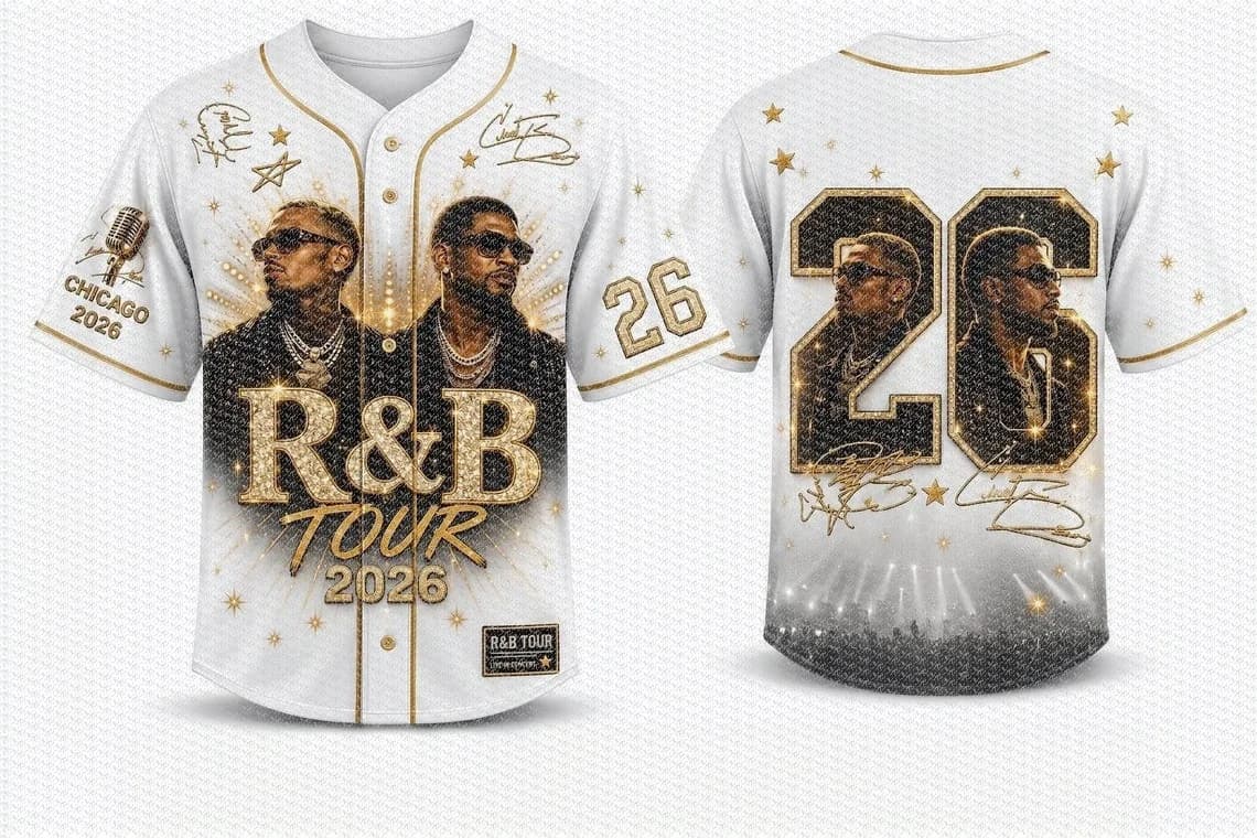 T-shirt de football R&B Tour Umbilical, style Usher_Chris_Brown, costume de concert, cadeau pour fan