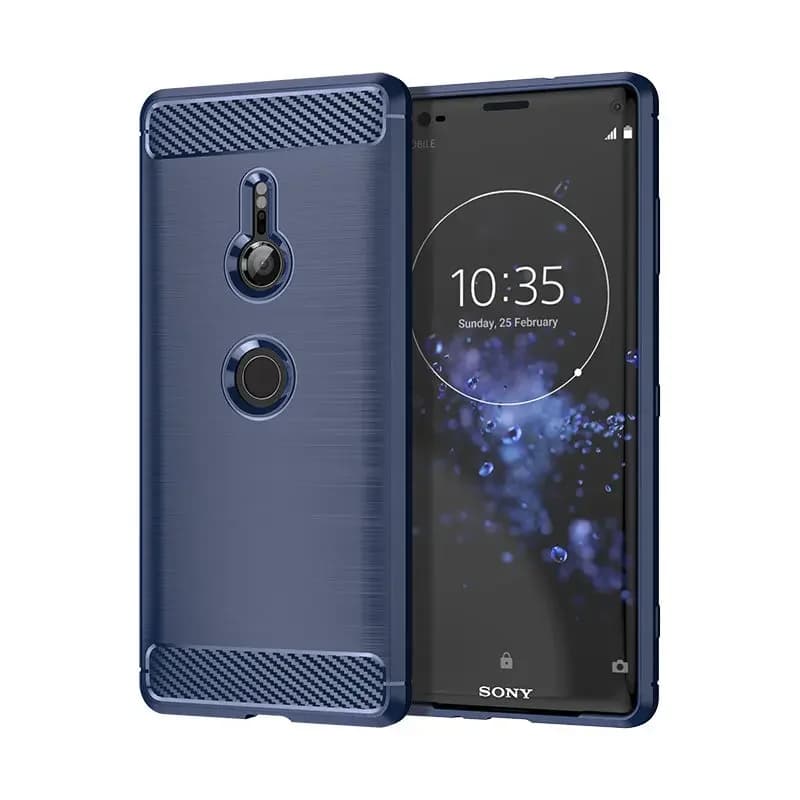 Coque en TPU Texture Fiber de carbone pour Sony Xperia XZ3 XZ2 Compact XZ1 Premium XA2 Ultra XA1 Plu