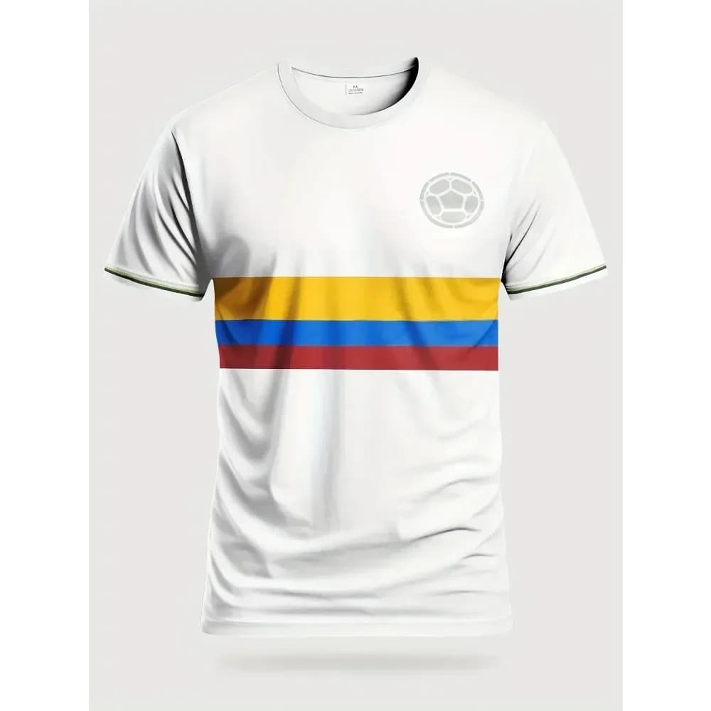 Maillot de football 3D pour hommes de la Colombie, confortable et respirant, t-shirts de sport, entr