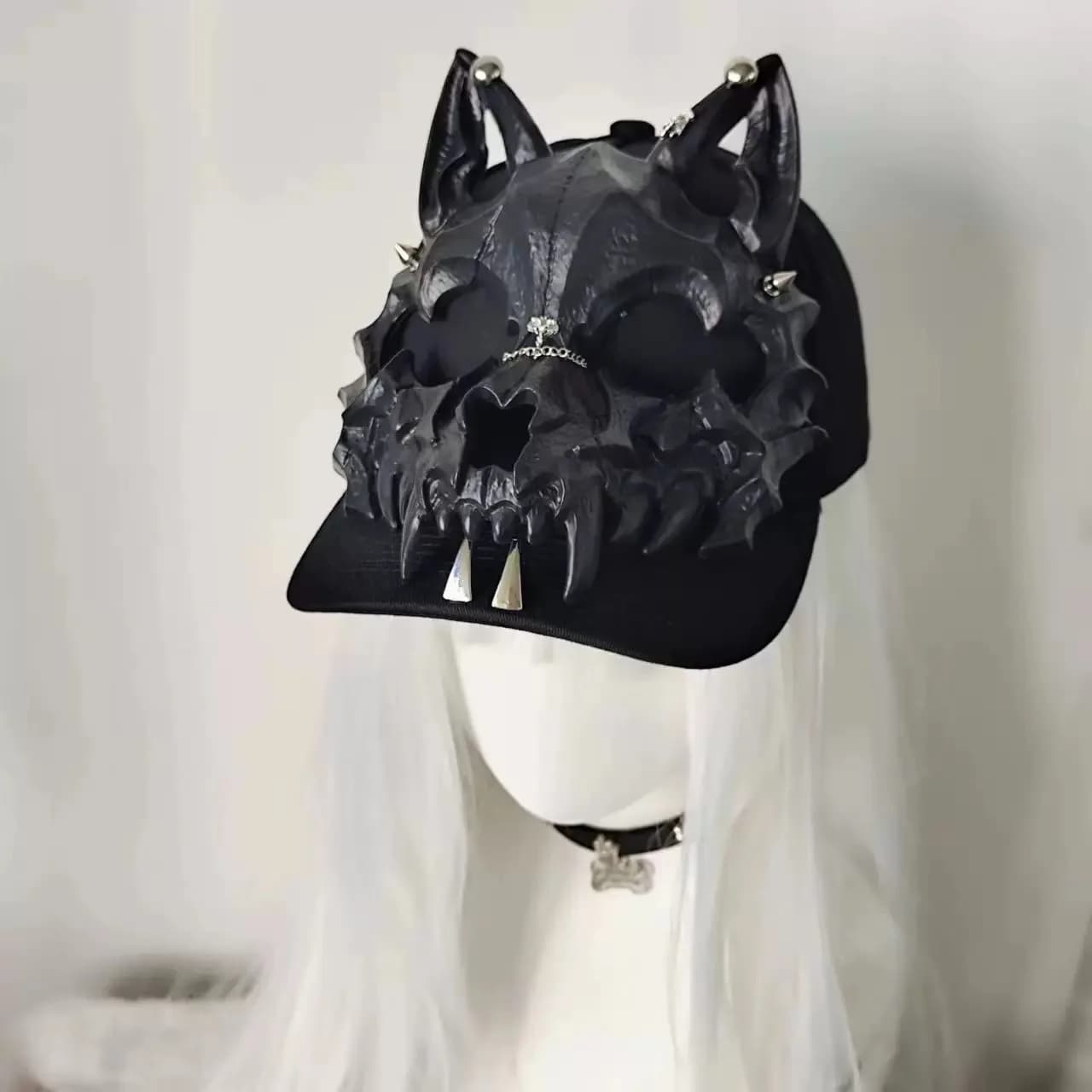 Techwear Style loup crâne Rivet Hip Hop Punk casquette de Baseball femme gothique Vintage chapeaux r