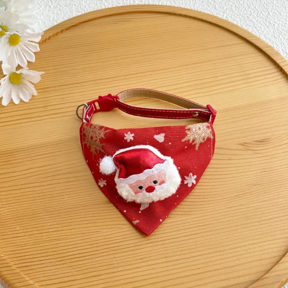 Collier de noël réglable pour chien, mignon, décor de noël, résistant à la saleté, serviette triangu