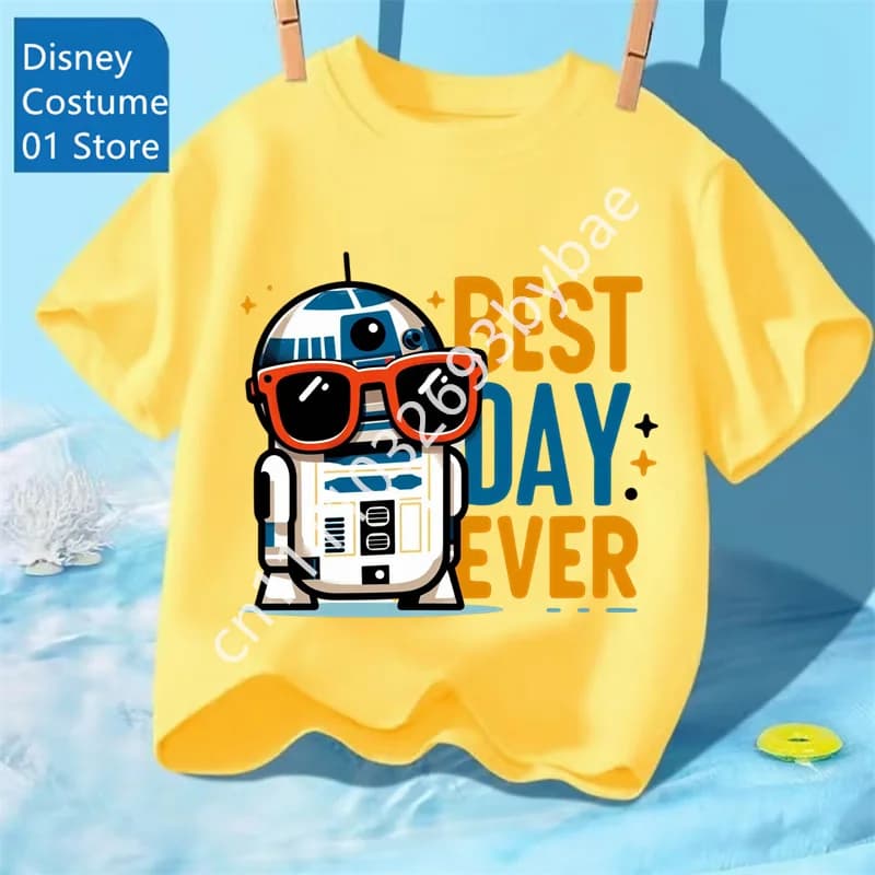 T-shirt graphique Yoda pour garçons et filles de 3 à 14 ans, en coton, décontracté, doux et respiran