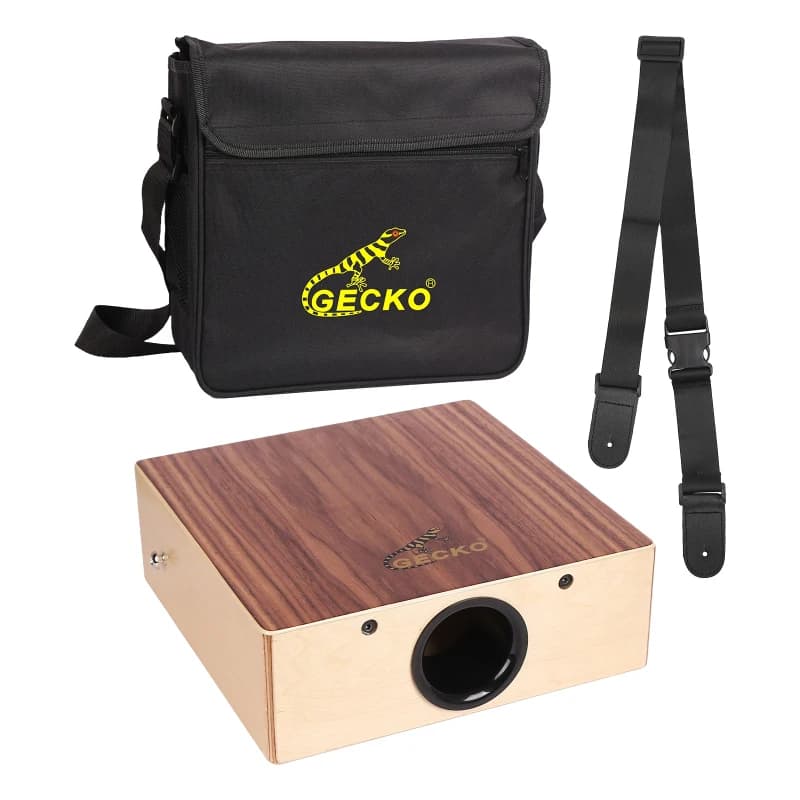 GECKO-Tambour Cajon en bois avec sangle réglable, tambour à main plat, boîte portable, voyage, PerSC