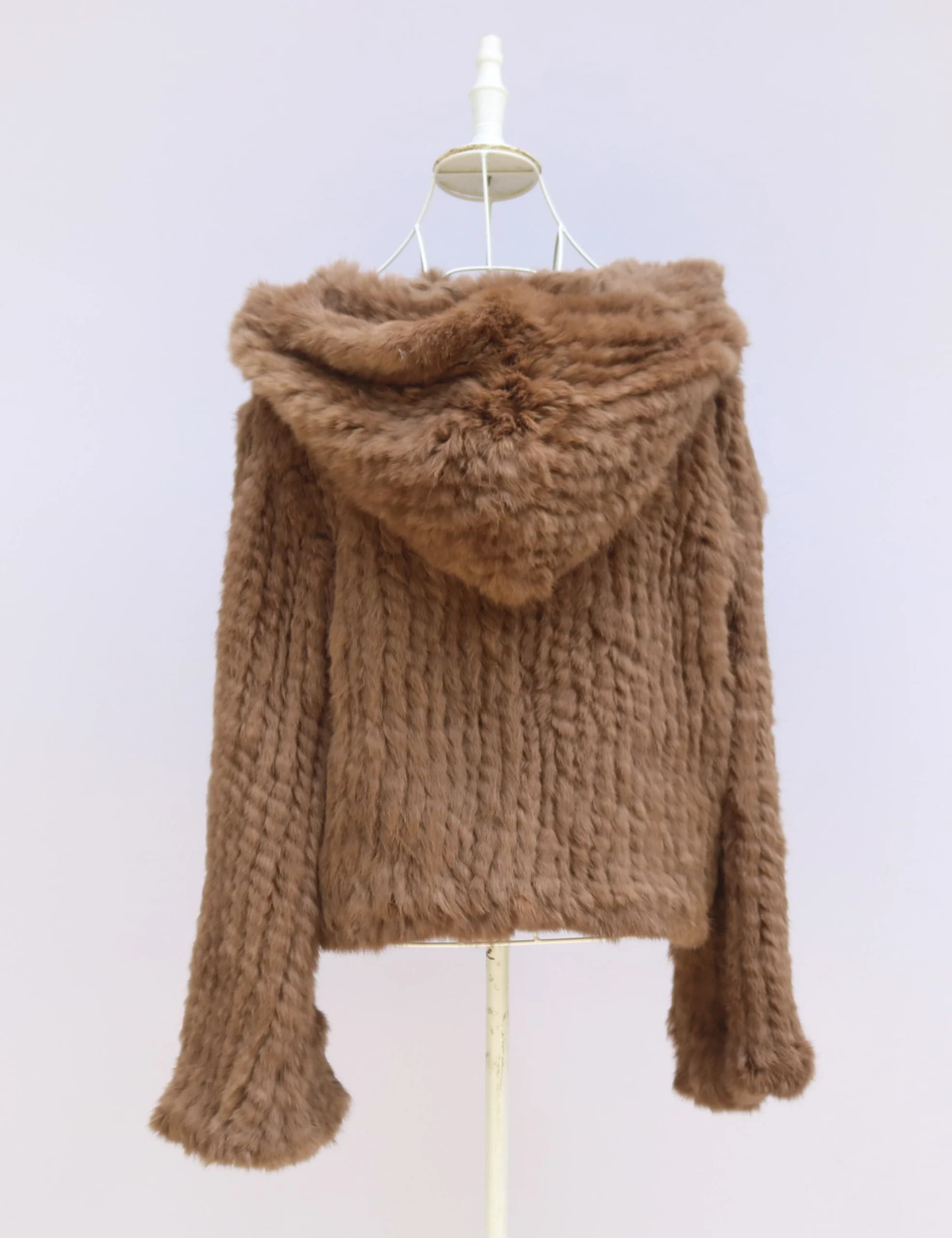 Manteau en vraie fourrure de lapin pour femmes, épais, chiffré, fait à la main, tissé Double face, à