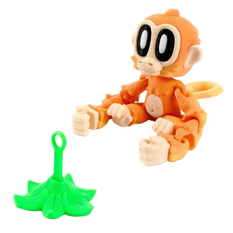 Sculpture de singe imprimée en 3D avec articulations flexibles, aimants de réfrigérateur de dessin a