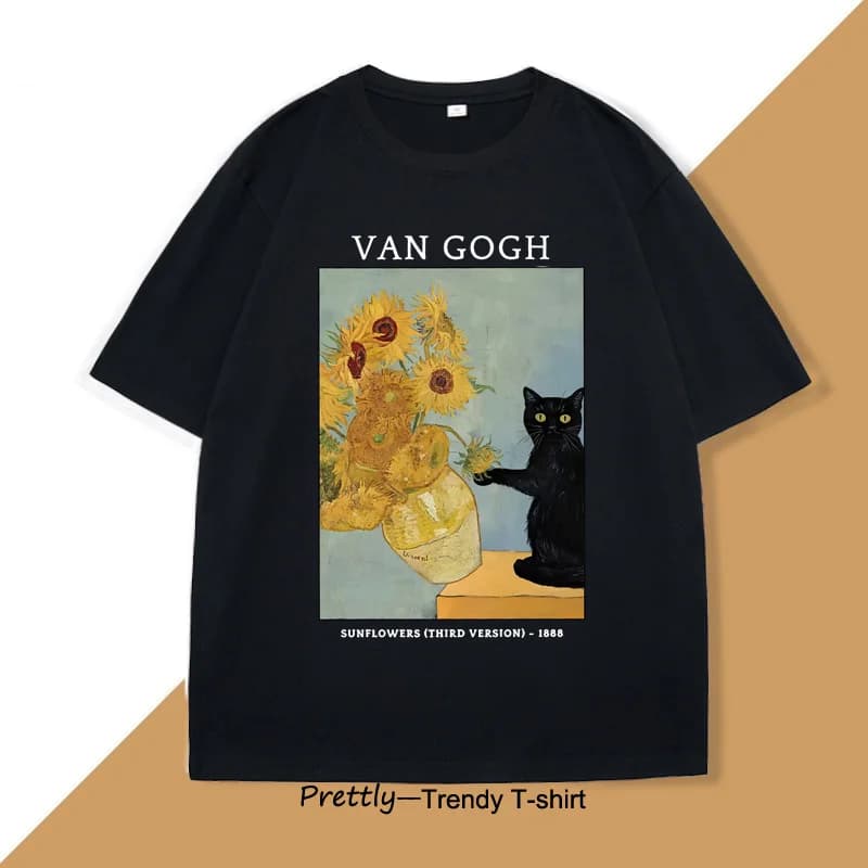 Van Gogh tournesols imprimé T-Shirt hommes femmes Vintage Harajuku manches courtes t-shirts décontra